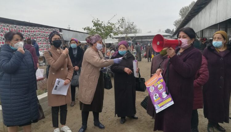 Корҳои ташфиқотию тарғиботӣ оиди пешгирии бемории коронавирус дар байни аҳоли бо баландгӯяк дар ш. Конибодоми в. Суғд